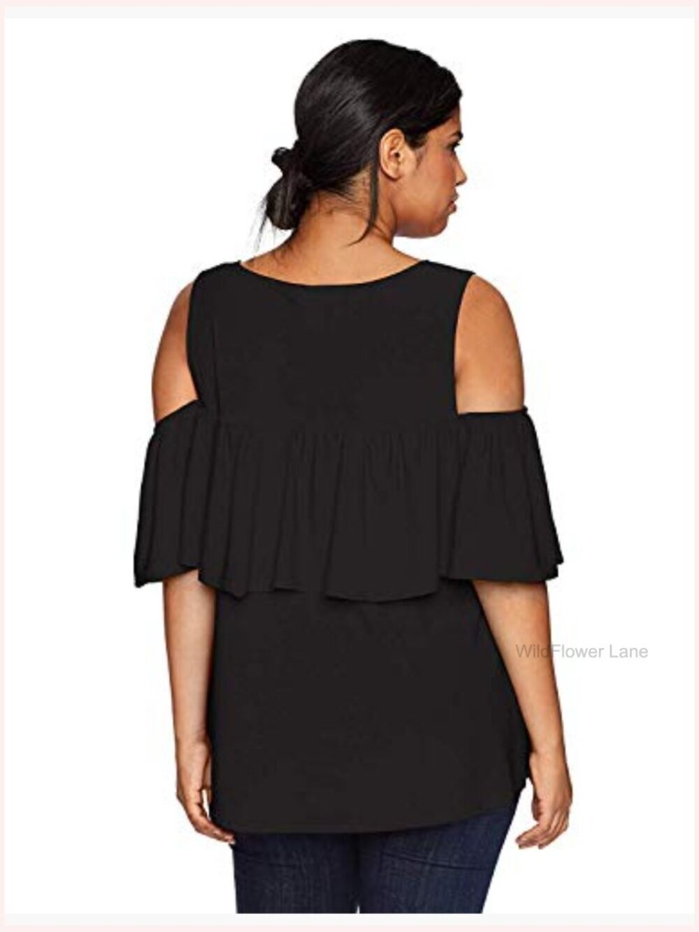 Plus Size Off Shoulder Ruffle Peasant Top - Picture 2 of 3